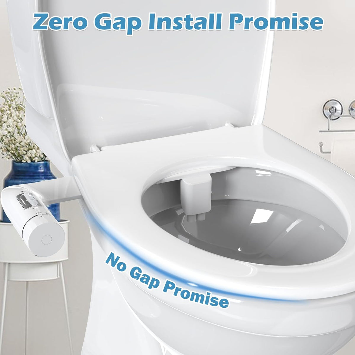 Ultra-Slim Bidet Attachment, Dual Nozzles, Adjustable Water Pressure, Non-Electric, Auto Self Cleaning S81580