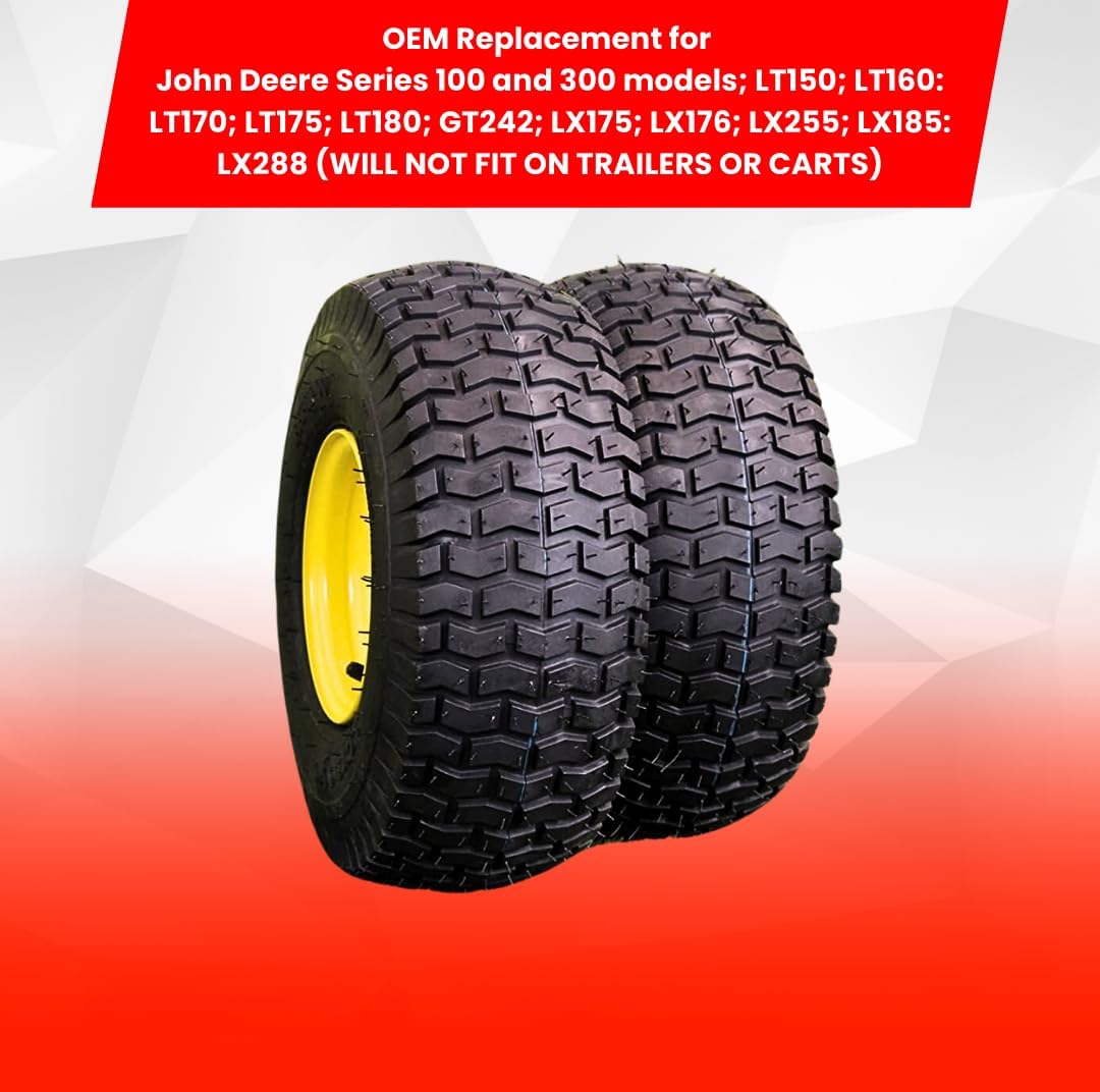 Set of 2 15x6.00-6 Tires & Wheels Assembly for Lawn Mowers, 4 Ply Turf Tires, Yellow Z9132