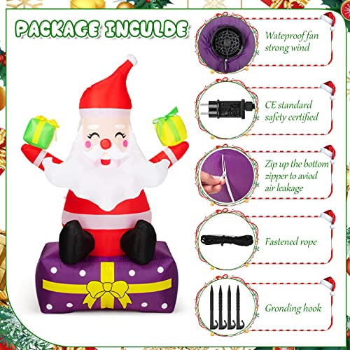 Inflatable Santa Claus with Gift Boxes LED Lights Yard Decor L518