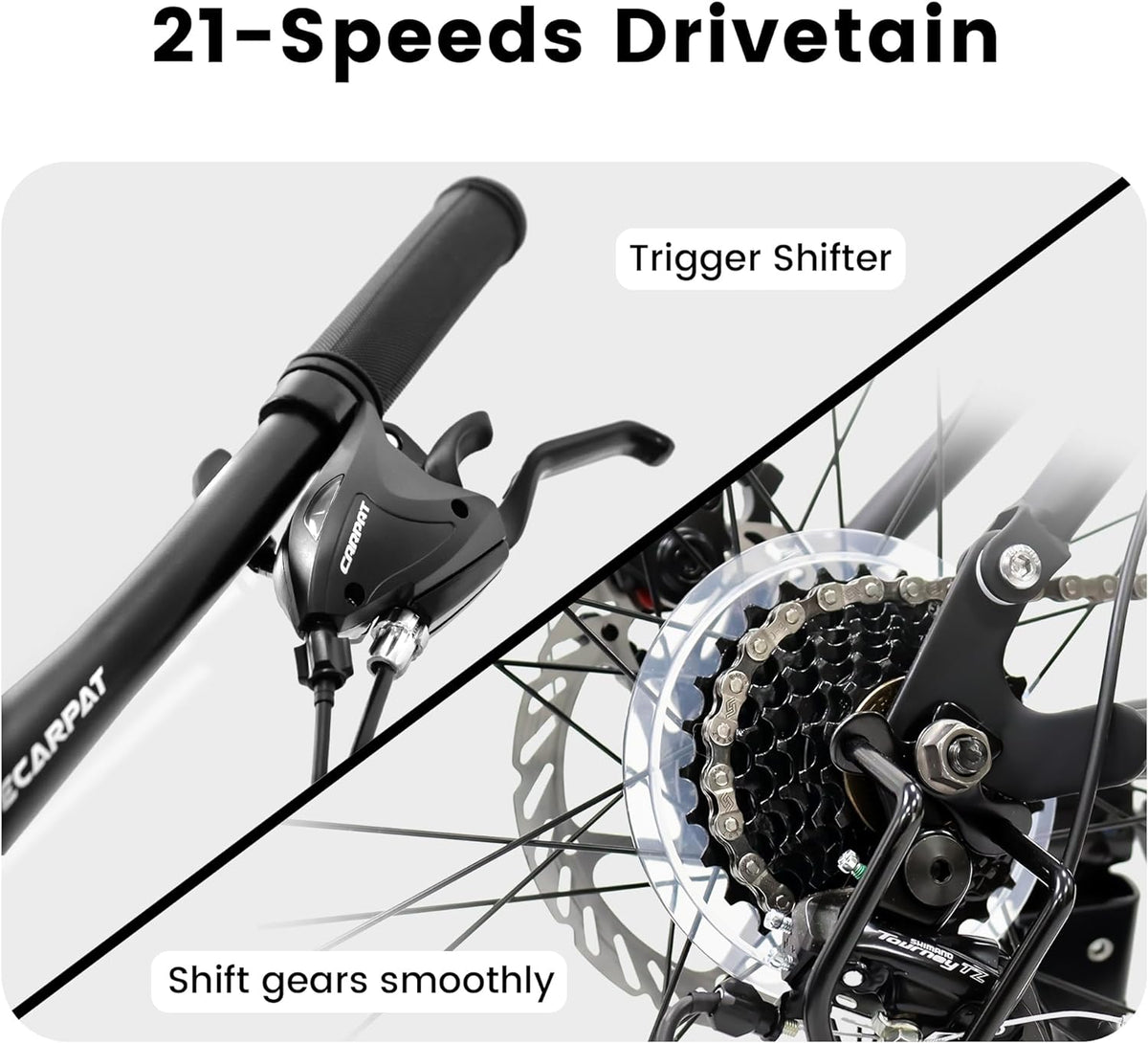 26 Inch Dual Suspension Mountain Bike with 21-Speed Disc Brake Carbon Steel Frame N419