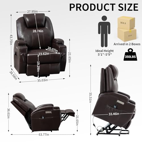 Black Power Lift Recliner Chair with Heat and Massage N541008