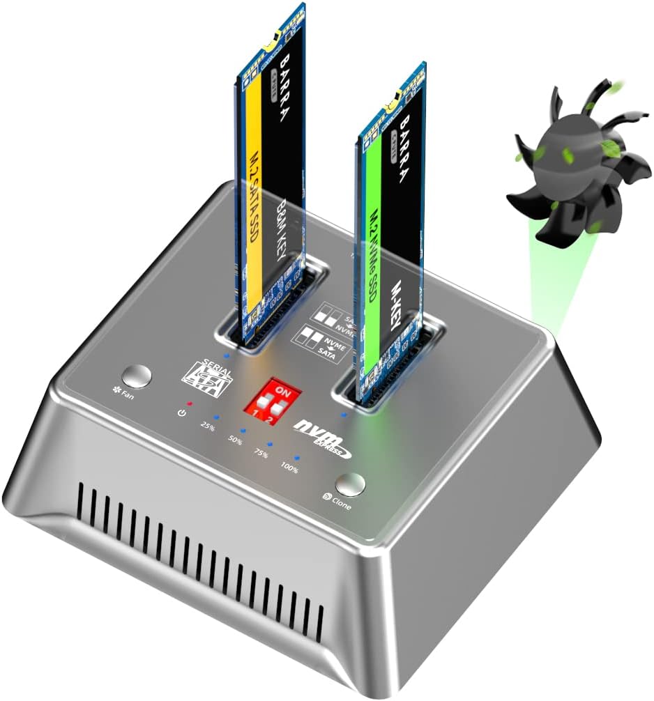 Dual-Bay NVME/SATA SSD Enclosure with Offline Clone Y38577