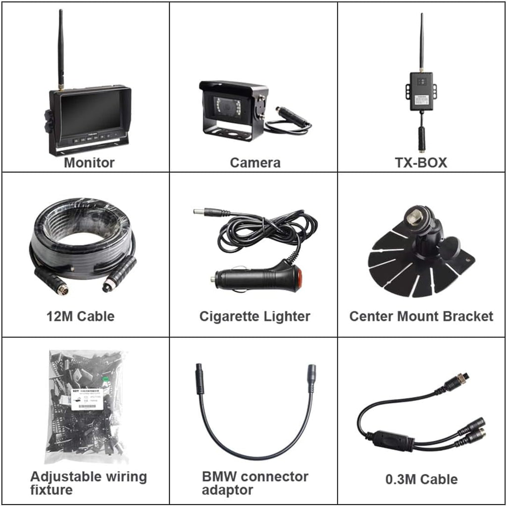 Wireless Backup Camera System Kit 7'' 720P HD Monitor Built in DVR W36410