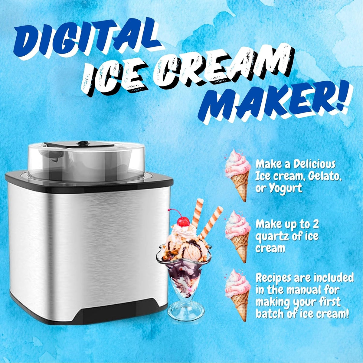 2-Qt Soft Serve Ice Cream Machine with Ice Cream Scooper V3441