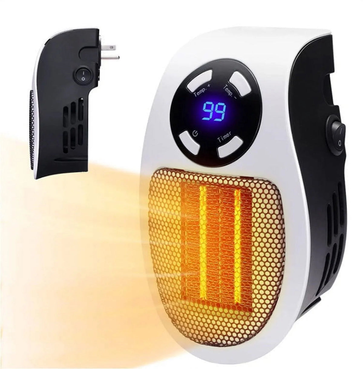 500W Mini Plug-in Wall Heater With Digital Timer S214835