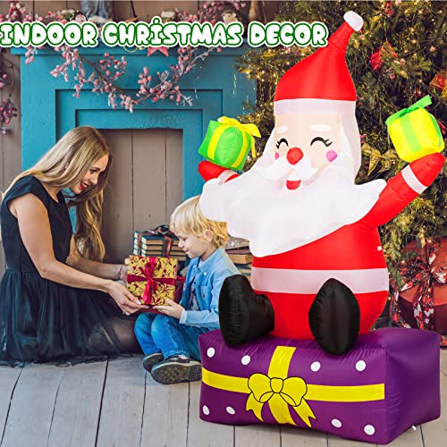Inflatable Santa Claus with Gift Boxes LED Lights Yard Decor L518