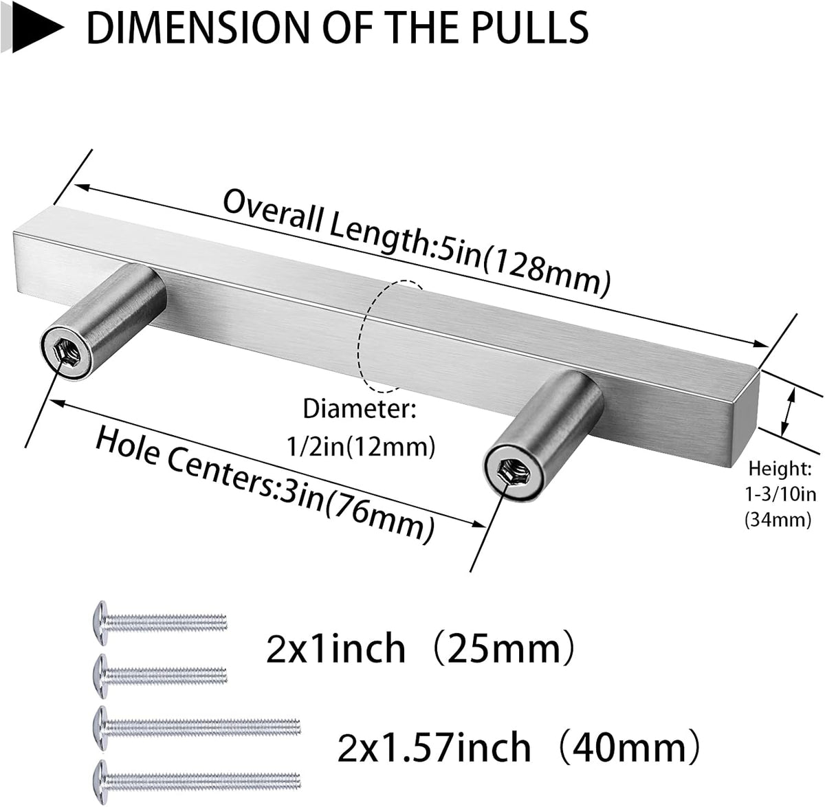 25 Pack Brushed Nickel Cabinet Pulls 3 inch C387