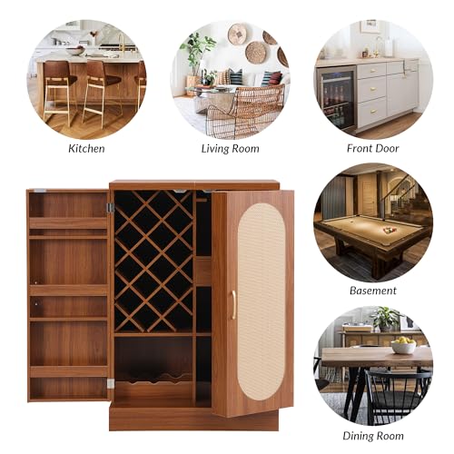 Natural Bar Wine Cabinet with Storage J752191