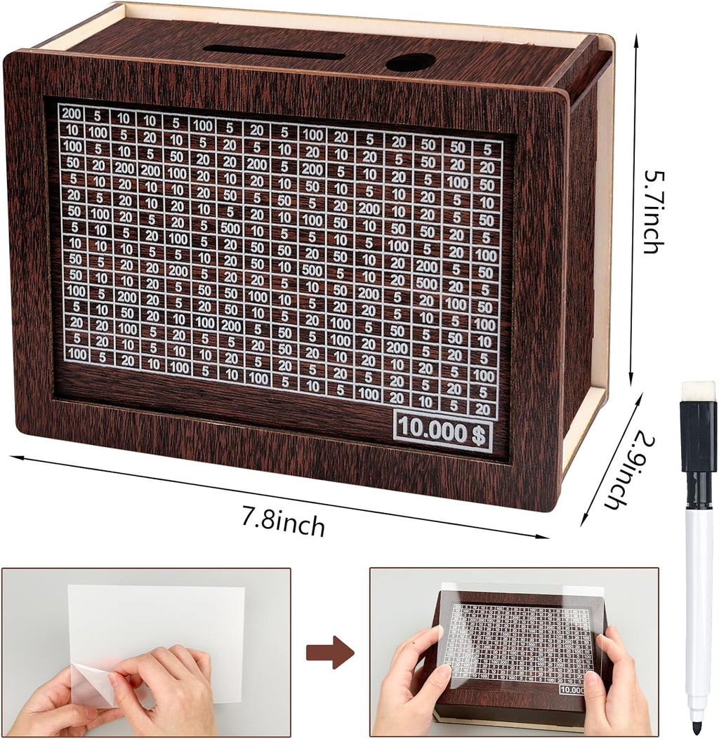 Wooden Cash Vault Savings Box with Counter O6342