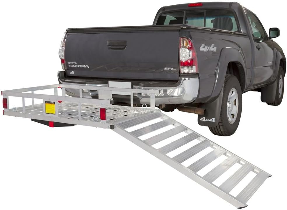 Aluminum Hitch Cargo Carrier Basket with Loading Ramp X120446