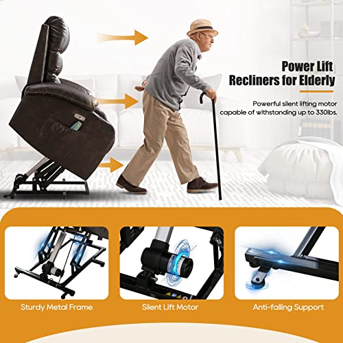 Power Lift Chair with Massage and Heat, PU Leather H353169