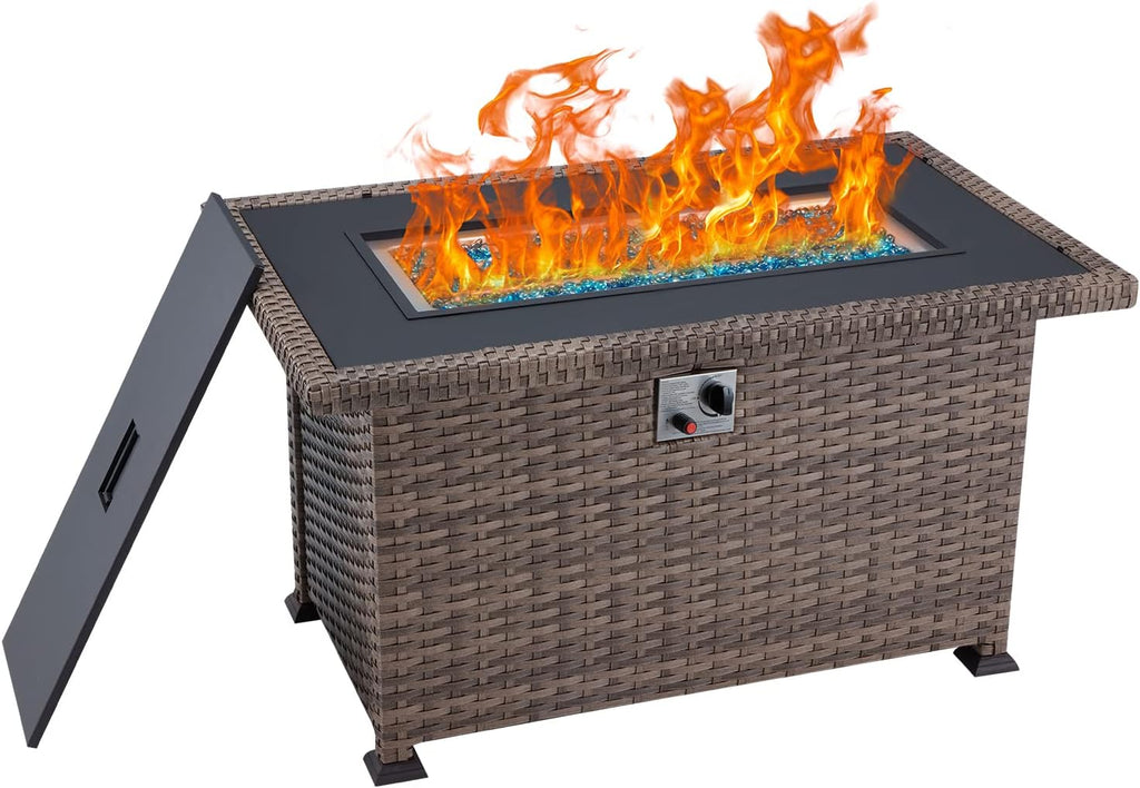 Propane Fire Pit Table 32in 50,000BTU Smokeless with Cover Brown N4817