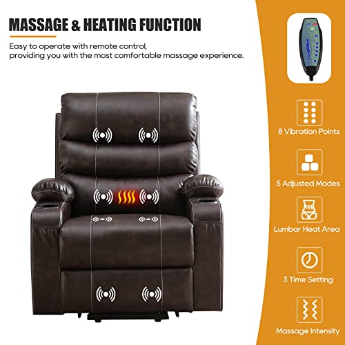 Power Lift Chair with Massage and Heat, PU Leather H353169