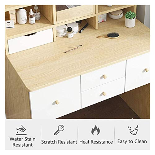 White Makeup Vanity Table with Flip Top Mirror and 2 Drawers A8507