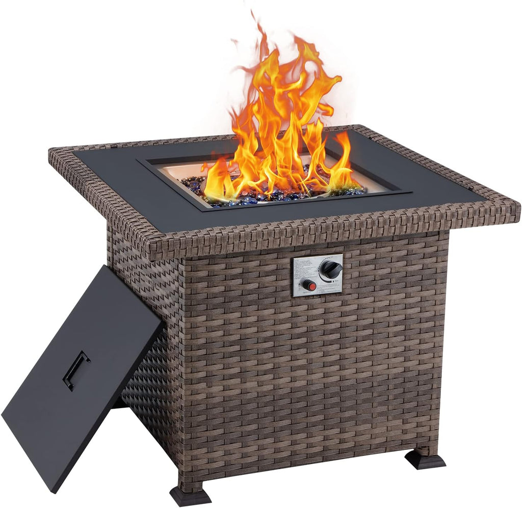 Propane Fire Pit Table 32in 50,000BTU Smokeless with Cover Brown N4817