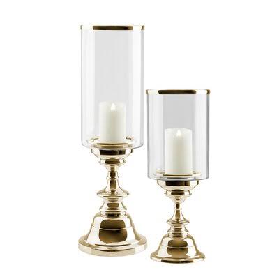 2 Piece Glass Tabletop Hurricane Set X944