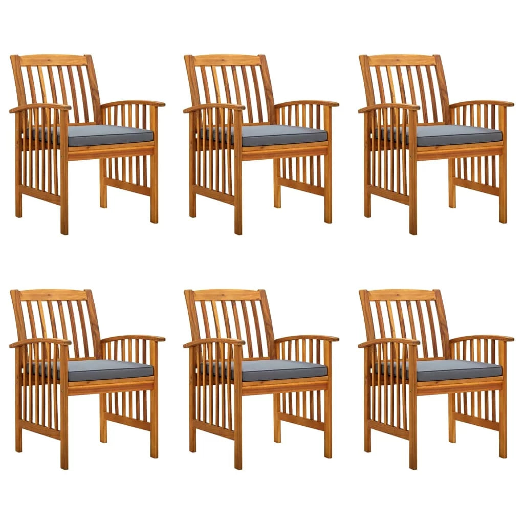 6 pcs Solid Wood Acacia Patio Dining Chairs with Cushions Z6103