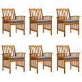 6 pcs Solid Wood Acacia Patio Dining Chairs with Cushions Z6103