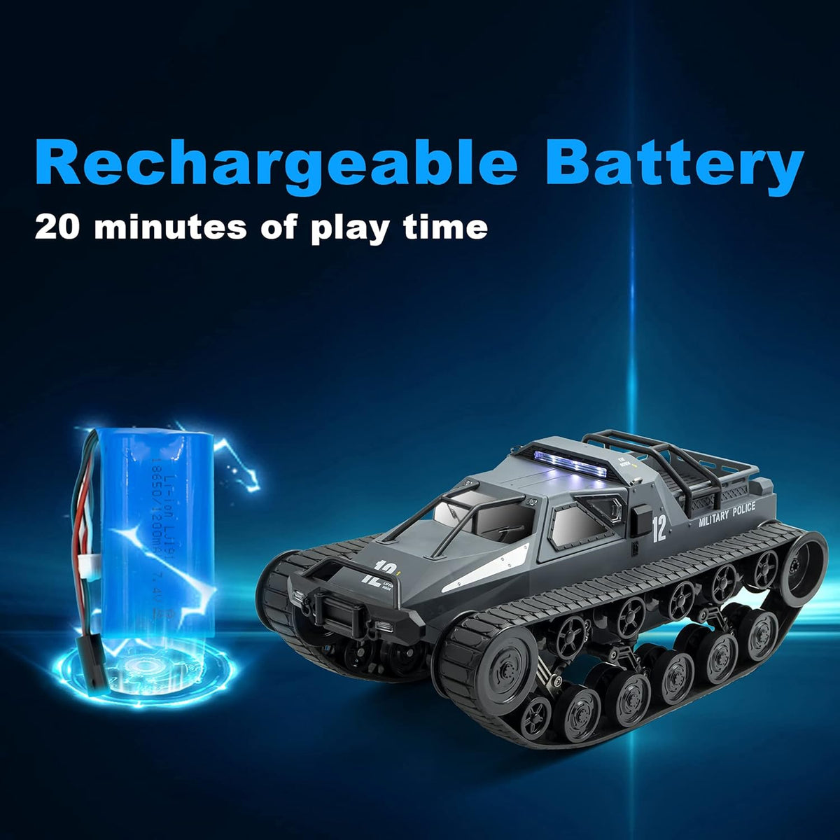 1:12 Remote Control Tank Toy 2.4Ghz All Terrain 4WD Rechargeable Battery M347