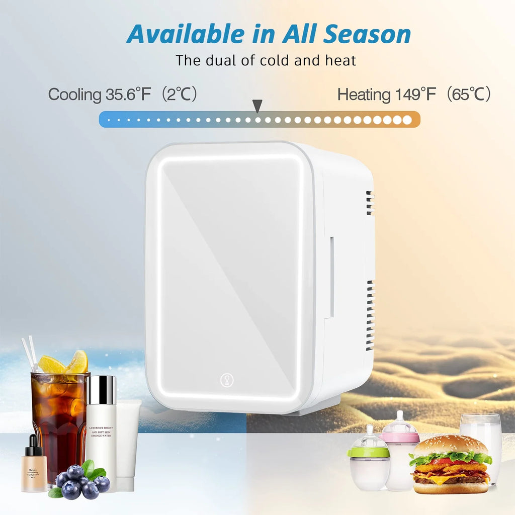 Mini Fridge with LED Mirror Door, White C917131