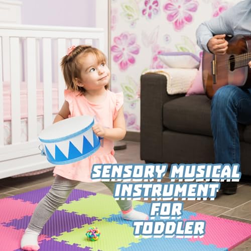8" Wooden Kids Drum Set with Adjustable Strap and 2 Drumsticks O1273