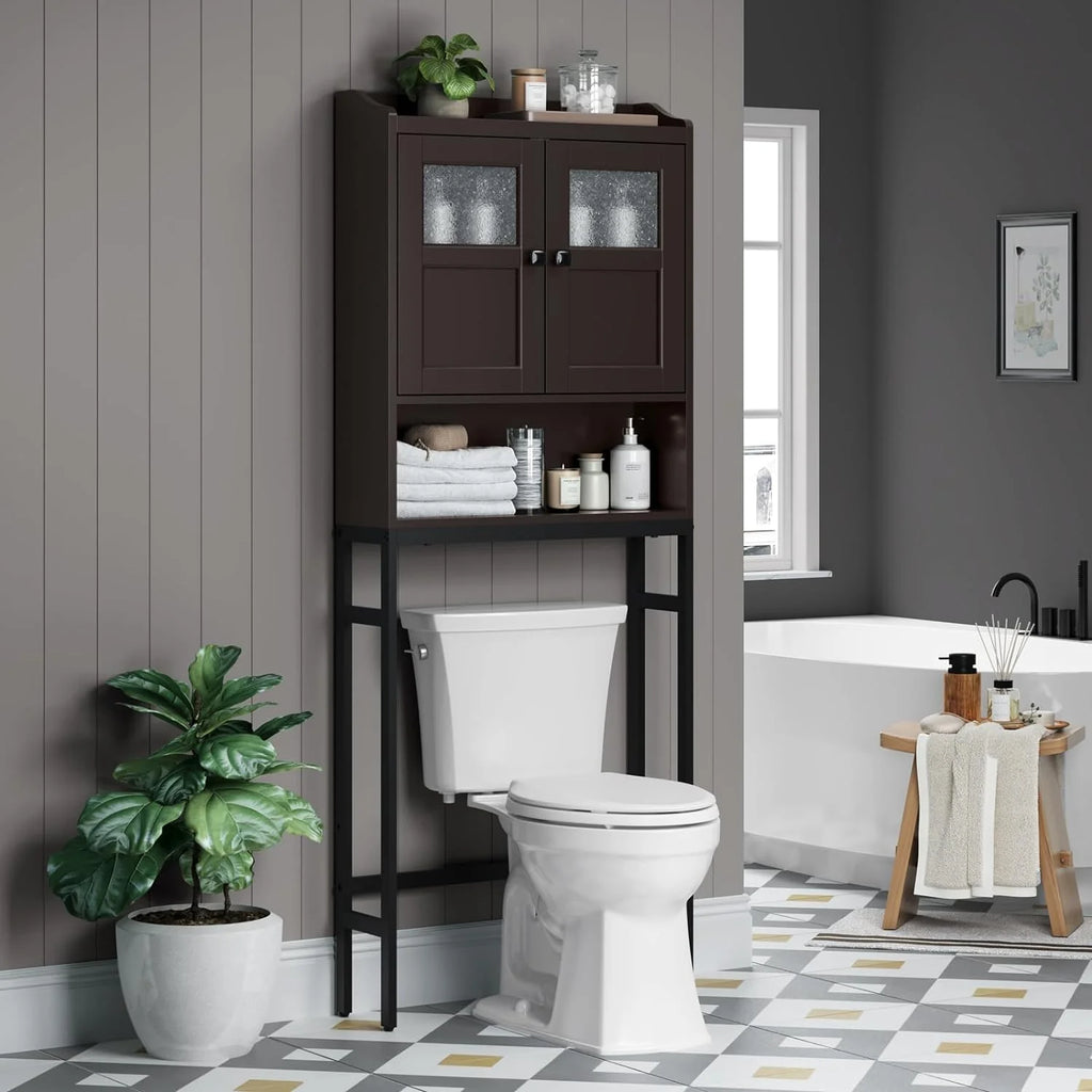 Over The Toilet Storage Cabinet with 2 Doors and Adjustable Shelf E881953