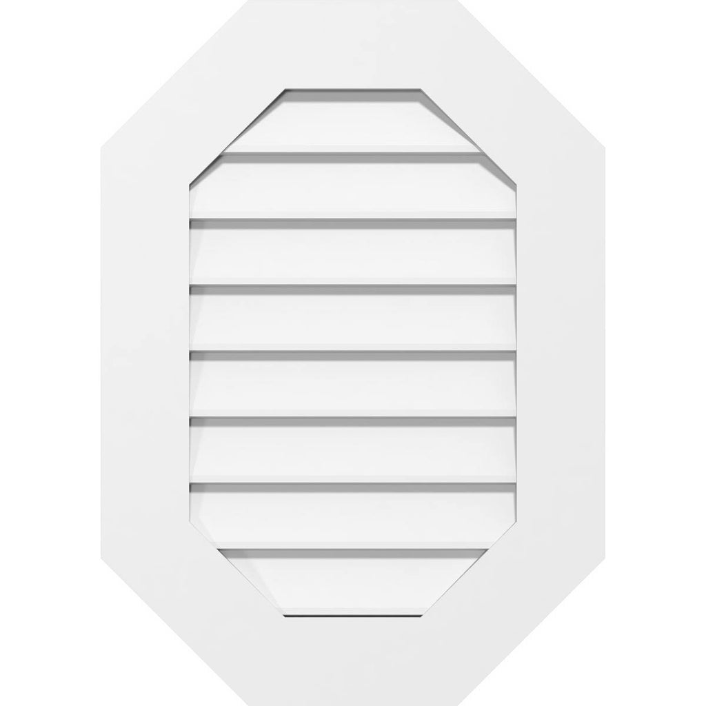 18x22W x 28x22H Vertical Elongated Octagon Surface Mount PVC Gable Vent R49075