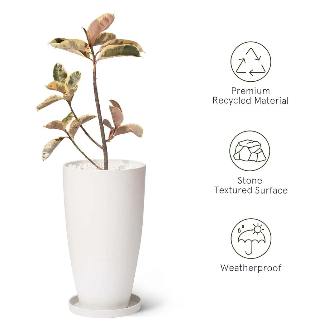21" Round Tall White Resin Planter D51900