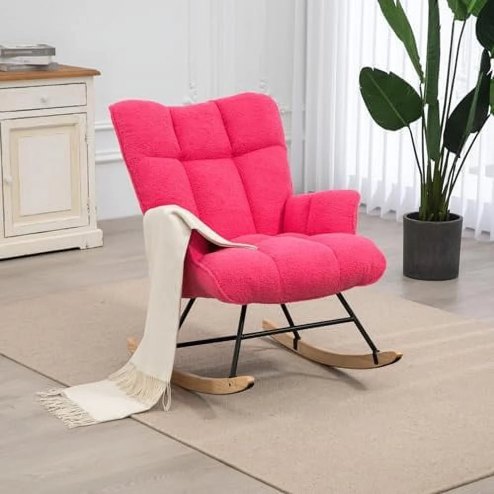 Teddy Upholstered Rocking Chair with High Backrest R591
