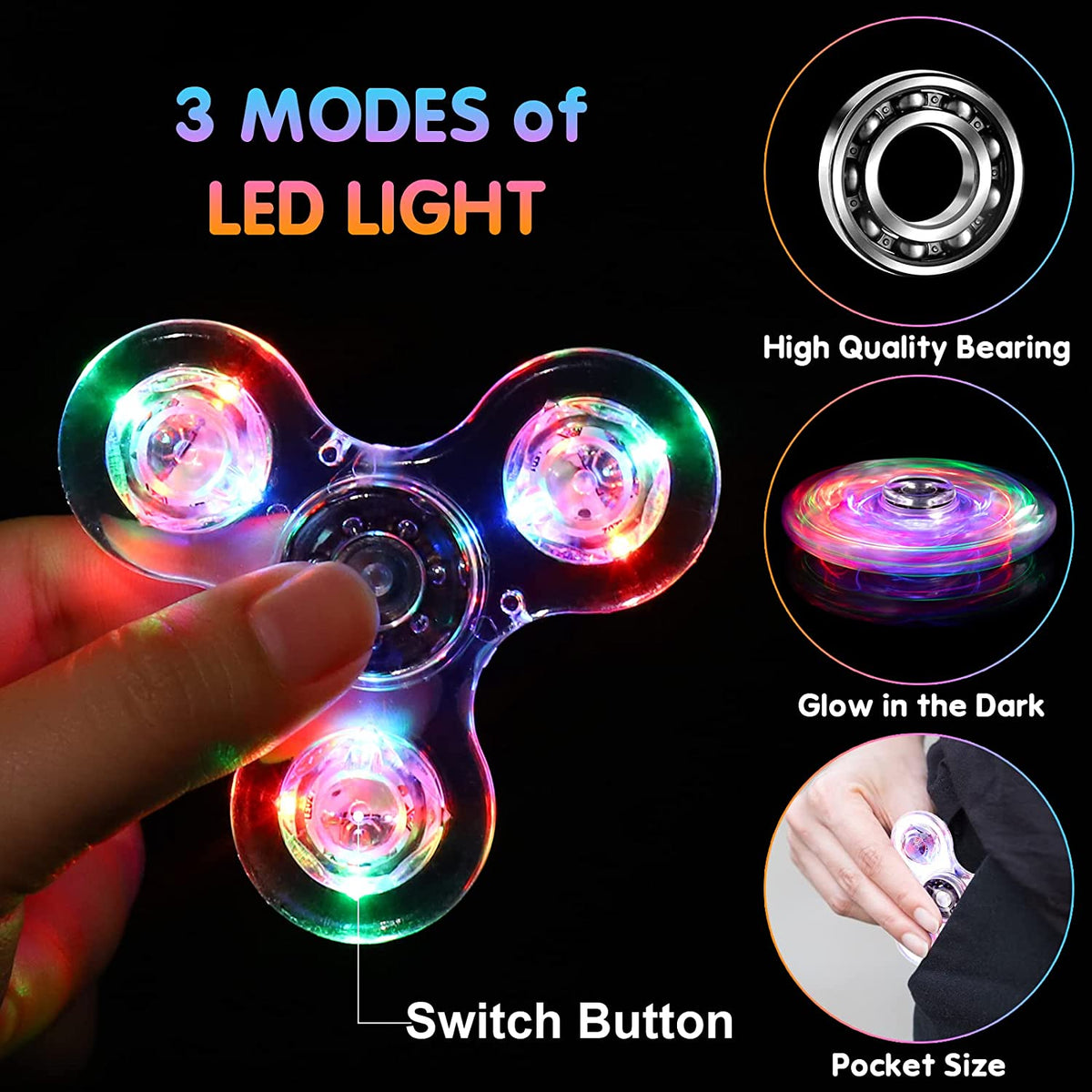 Glow in The Dark LED Fidget Spinners 2 Pack G8014