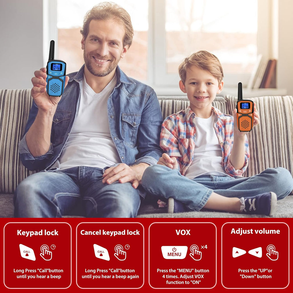 Walkie Talkie with Batteries and Charger (Blue Pink White Orange Green) R73959