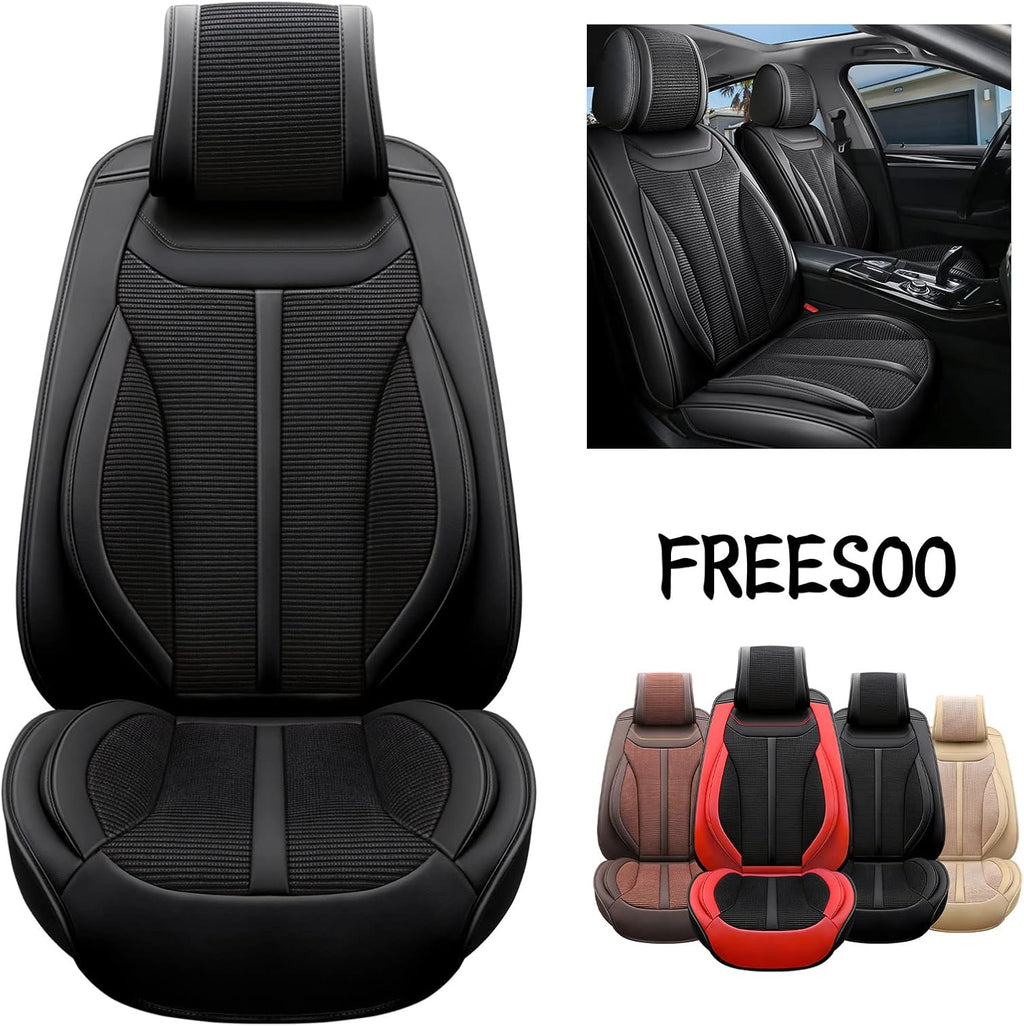 Beige 9 Leather Car Seat Covers Full Set Z762562