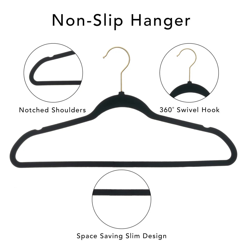 Velvet Clothing Hangers, 100 Pack, Black, Non-Slip R771503