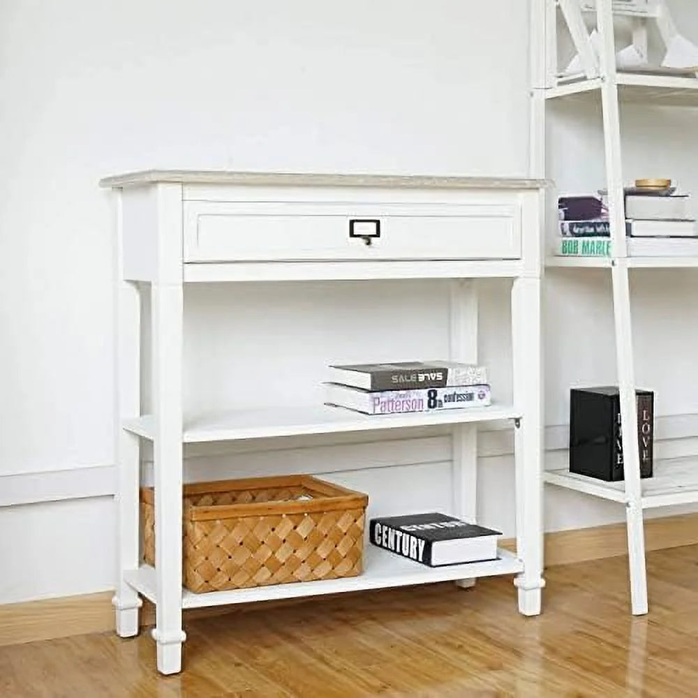 Skinny Console Table with Drawer and Shelves Grey Z704908