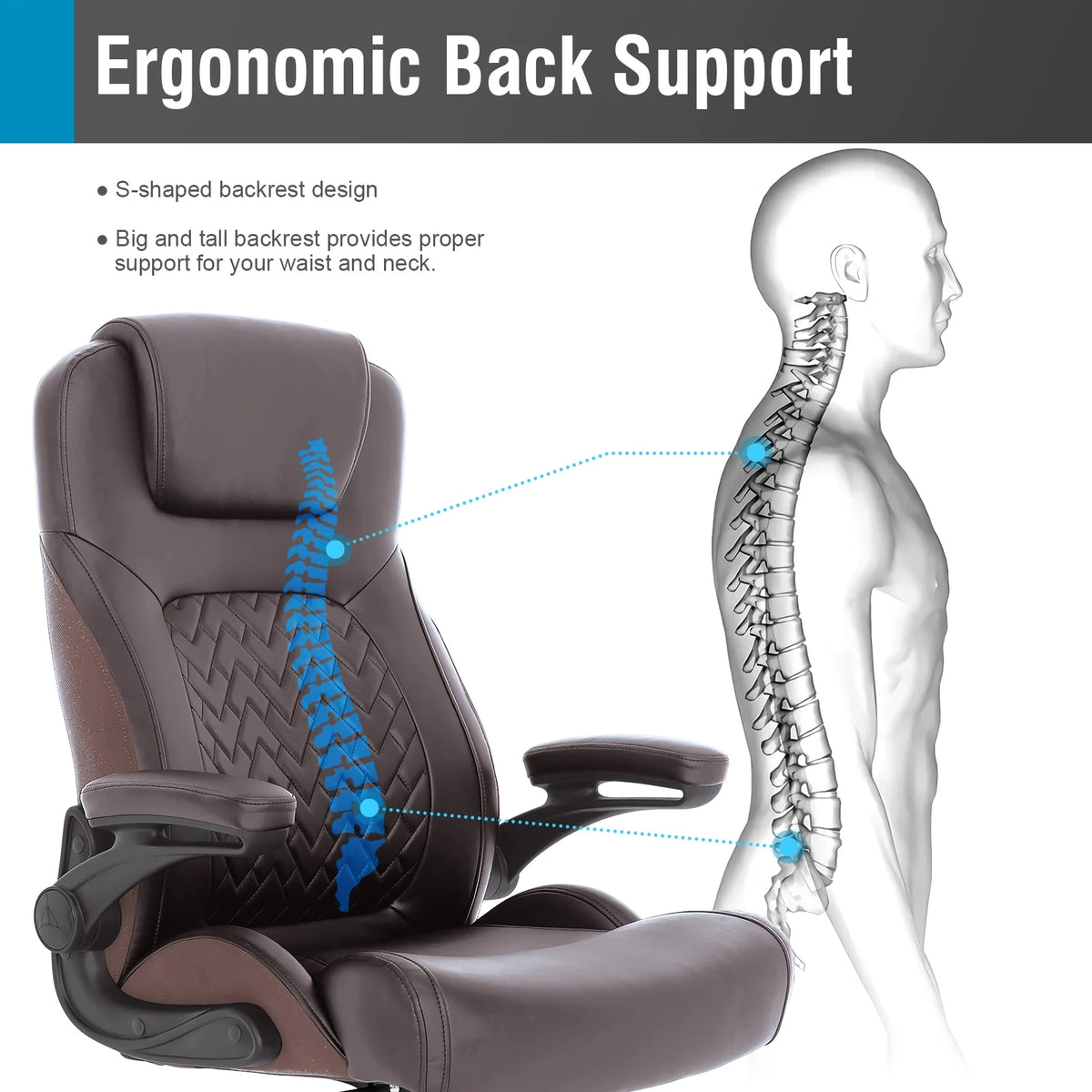 Ergonomic Big and Tall Office Chair Brown U51877