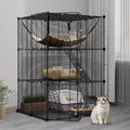Indoor Cat Cage with Extra Large Hammock for Multiple Small Animals, 28"L x 28"W x 41"H, Black Z886440