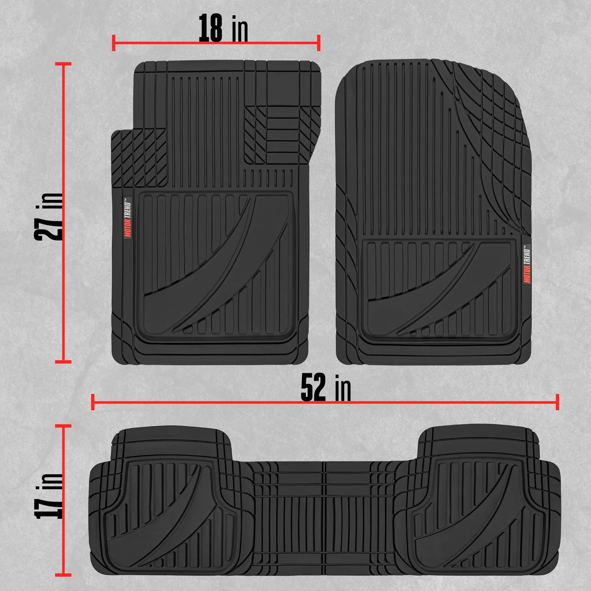3pc Rubber Floor Mats for Car SUV All Weather N879566