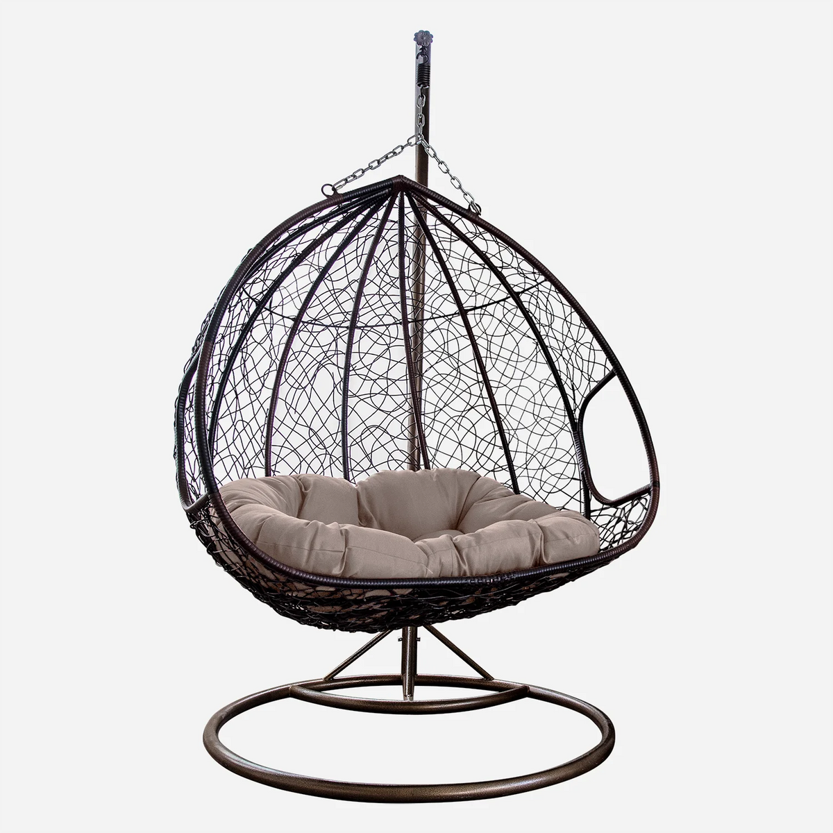 Gray Wicker Patio Swing Chair with Cushion Mat G375290