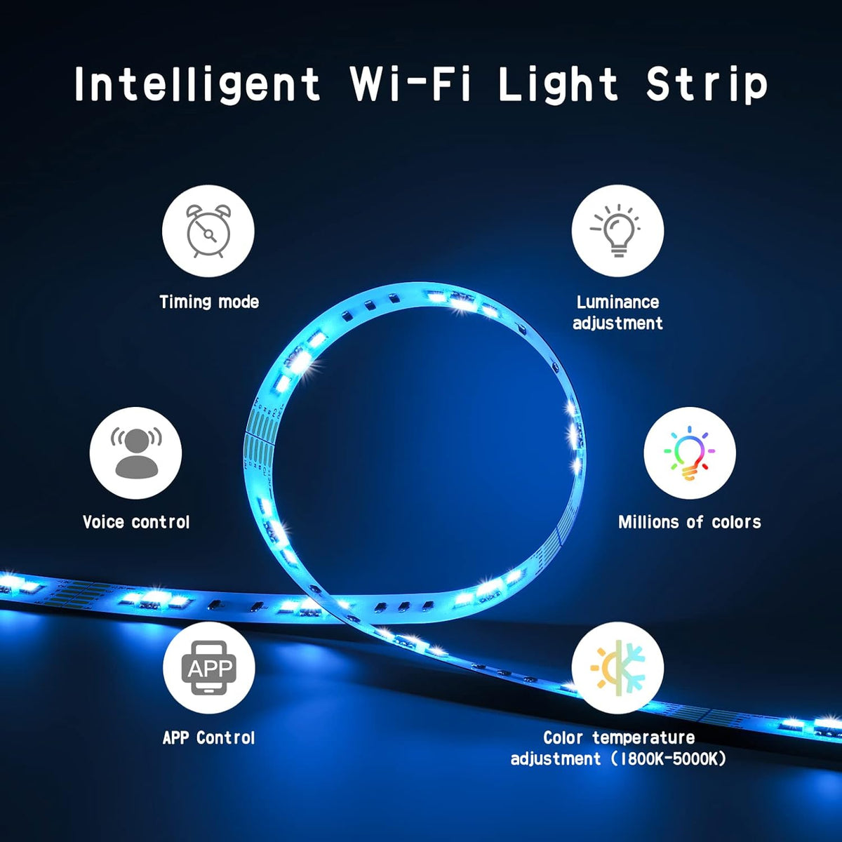 6 Pcs 9.8ft Led Strip Lights with App Control N100