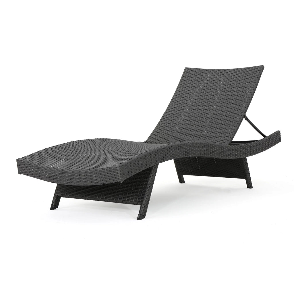 Grey Wicker Adjustable Chaise Lounge Set of 2 F390