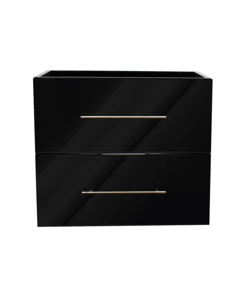 Glossy Black Wall-Mounted Floating Bathroom Vanity Cabinet J138