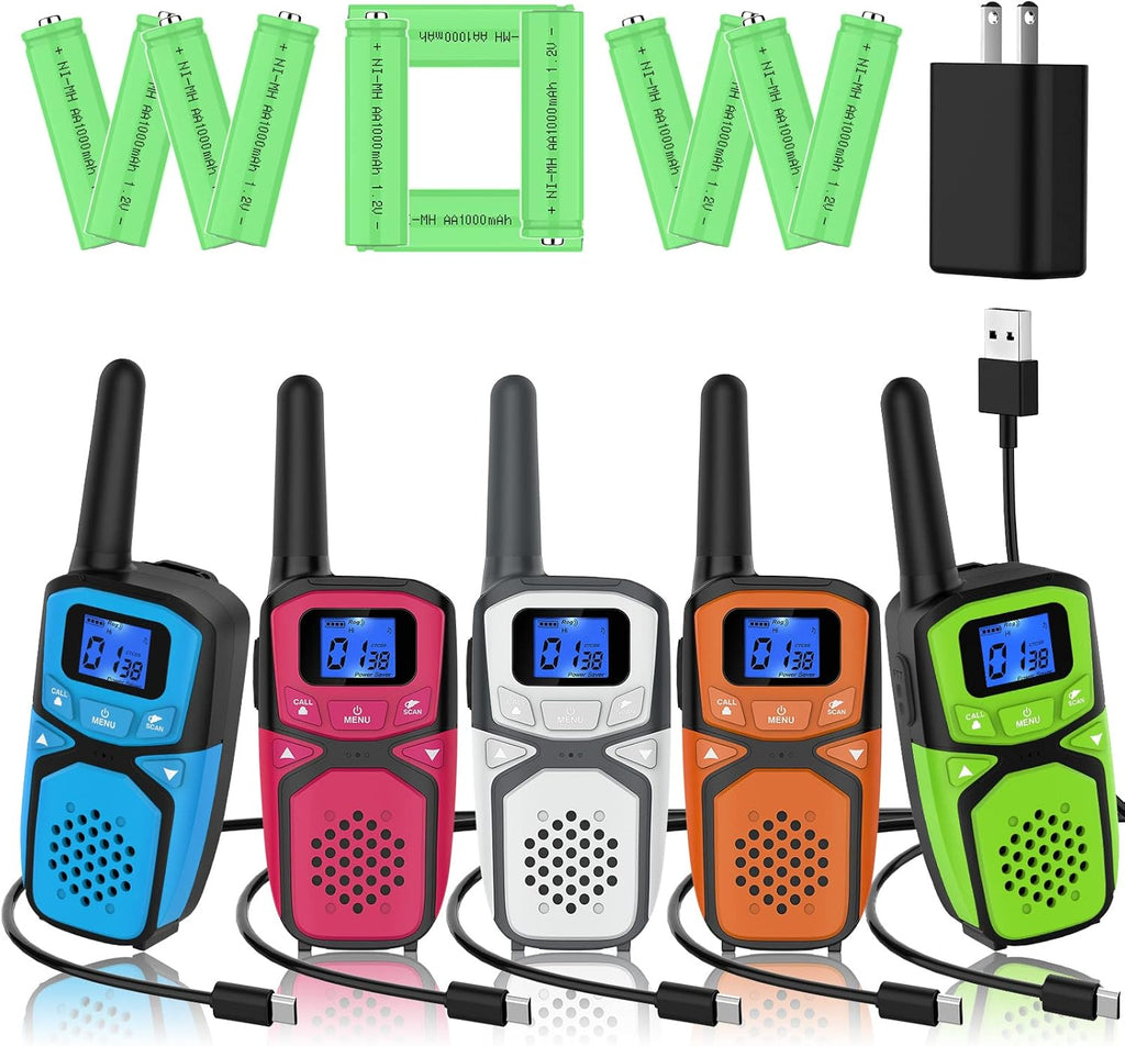 Walkie Talkie with Batteries and Charger (Blue Pink White Orange Green) R73959