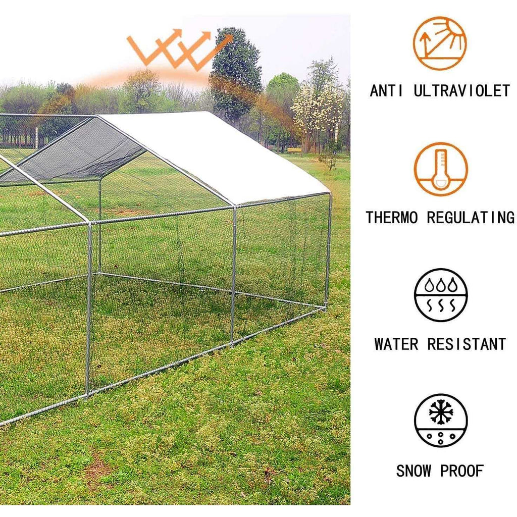 Large Walk-in Metal Chicken Coop with Waterproof Cover X369