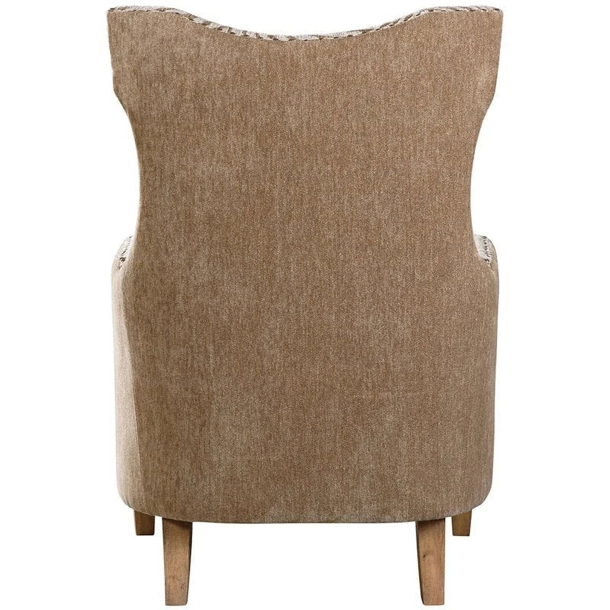 Brown Animal Pattern Fabric Wood Armchair R3355