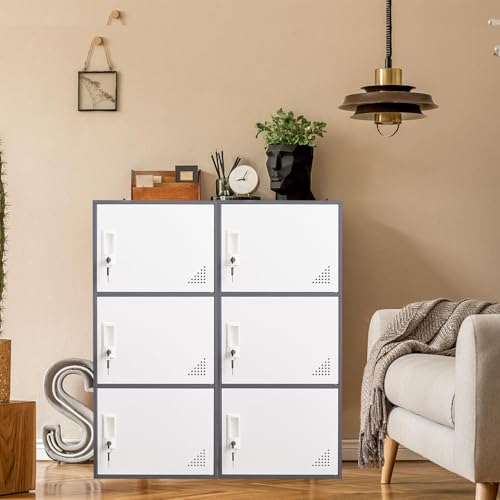 Multi-Door Steel Locker 9 Door Gray and White L289798