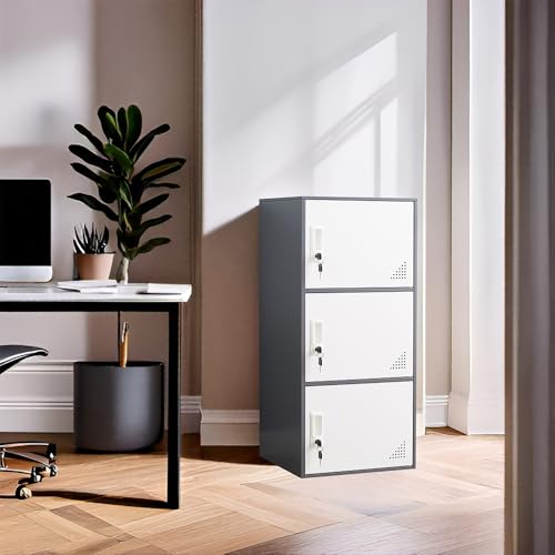 Multi-Door Steel Locker 9 Door Gray and White L289798