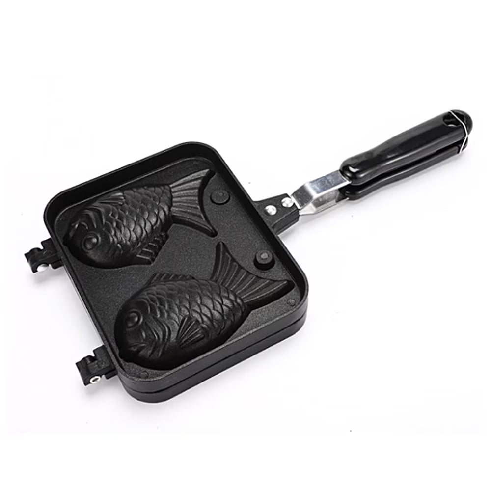 Fish-shaped Waffle Maker Mold, Aluminum Alloy Non-stick Handle Waffle Iron K156398