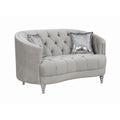 Grey and Silver Tufted Sloped Arm Loveseat R906