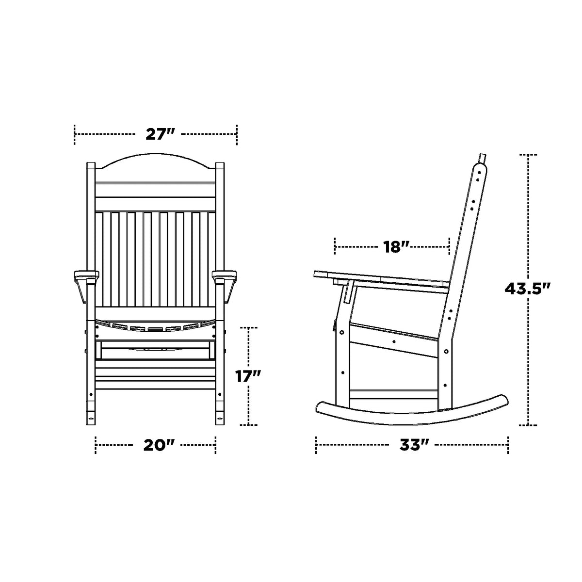 Dark Gray Weather Resistant Rocking Chair O930