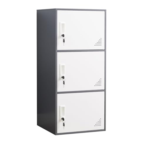 Multi-Door Steel Locker 9 Door Gray and White L289798
